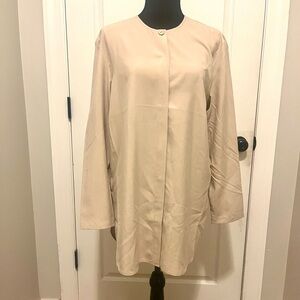 LEW MAGRAM Collection Vtg Women’s Size 10 Tunic 100% Silk Concealed Button Tan